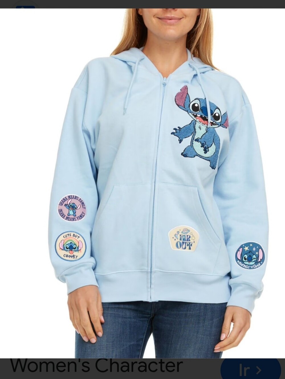 Disney Light Blue Stitch Zip-Up Hoodie
